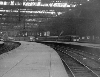 Scanned image of view from platforms 3 and 4 looking north east towards the concourse.