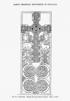 Line drawing of face of the Shandwick Stone.
Fig.66B from J R Allen and J Anderson, Early Christian Monuments of Scotland, pt.iii.
