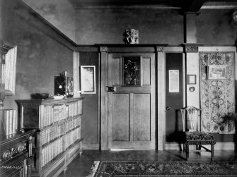 Photographic view of drawing room, annotated on reverse 'Rowantreehill, Kilmacolm.  The property of W. Forrest Salmon Esq. (Drawing Room)'.
Signed ' James Salmon & Son, Architects' and 'Annan 14672'.