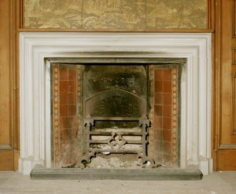 First floor, library, fireplace, detail