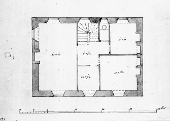 Scanned image of drawing showing plan of farmhouse.

