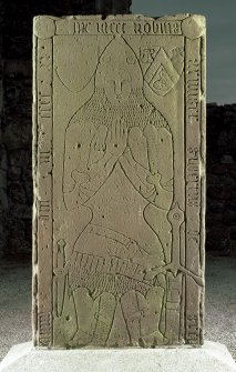 Medieval graveslab commemorating Gilbert de Greenlaw, armiger, d.1411.