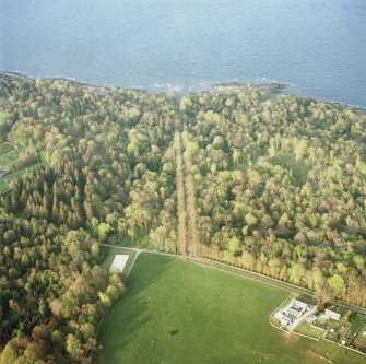 Aerial view of gardens and kennels.