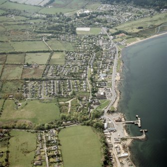 Oblique aerial view centred on Brodick town and pier, Arran, taken from the ESE.