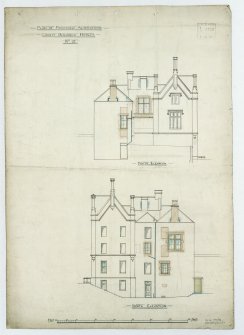 Digital copy of photographic copy of drawing showing S and N elevations with proposed alterations.