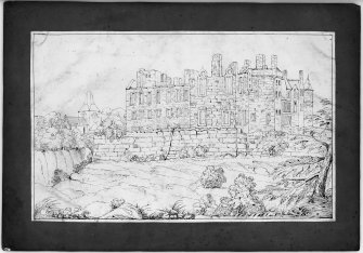 Scanned image of drawing showing view of Seton Palace from N.