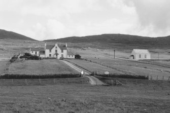 Distant view of Scarista House and Church.