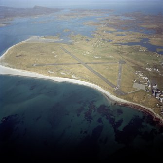 General oblique aerial view centred on the airfield, taken from the W.