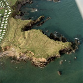 Scanned image of oblique aerial view centred on the remains of the artillery fortification, taken from  the SE.