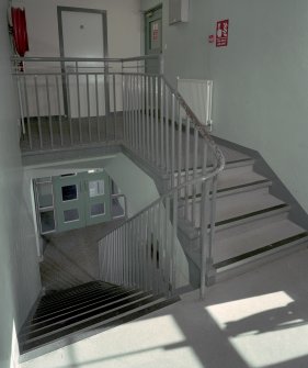 Interior view of 1935 Barrack Block showing stairwell and first floor landing.