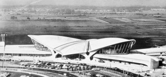 Glasgow Airport, Abbotsinch. 
View of TWA terminal at Kennedy/Idlewild Airport. Comparison photograph.