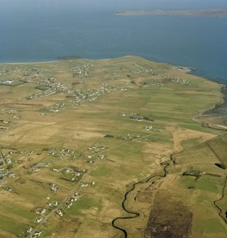 General oblique aerial view centred on the crofting township, taken from the WNW.