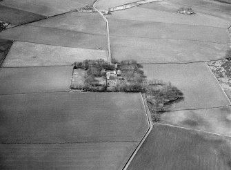 Oblique aerial view centred on Muchalls Castle, looking to the W.