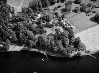 Oblique aerial view centred on Meikleour House and policies, looking to the E.