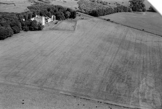 Oblique aerial view centred on the remains of Spynie Palace, looking to the NE.