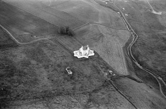 Oblique aerial view centred on Corgarff Castle, looking to the NE.