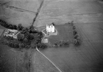 Oblique aerial view centred on Harthill Castle, looking to the SW.