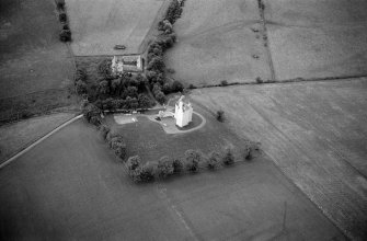 Oblique aerial view centred on Harthill Castle, looking to the SE.