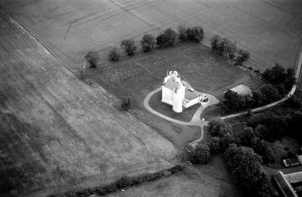 Oblique aerial view centred on Harthill Castle, looking to the NNE.