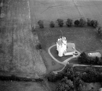 Oblique aerial view centred on Harthill Castle, looking to the NNW.