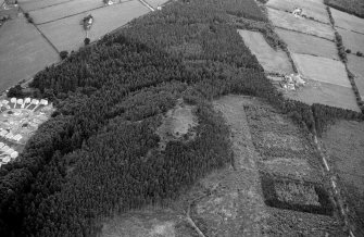 Oblique aerial view centred on the remains of the vitrified fort at Craig Phadrig, looking to the SW.
