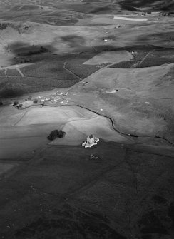 Oblique aerial view centred on Corgarff Castle, looking to the E.