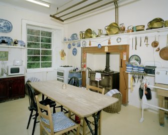 Interior of Canna House showing ground floor kitchen