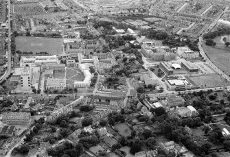 Oblique aerial view centred on Old Aberdeen and the University, looking to the S.