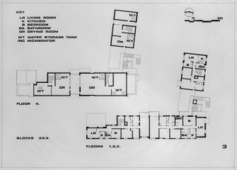 Photographic copy of plans of all floors for blocks 2 and 3.