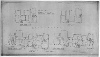 Plans of basement, ground floor, 1st floor and attic floor (also adjoining cottages)
Insc. W. Williamson and Hubbard