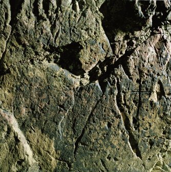 St Ninian's Cave.
Detail of incised crosses.