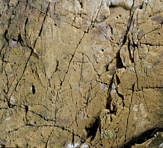 St Ninian's Cave.
Detail of incised cross.