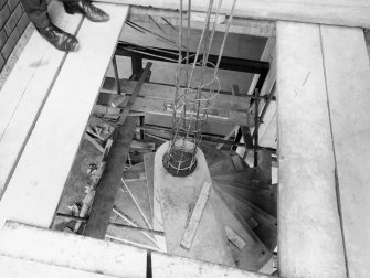 Unidentified Block 
Interior
View of spiral staircase under construction.