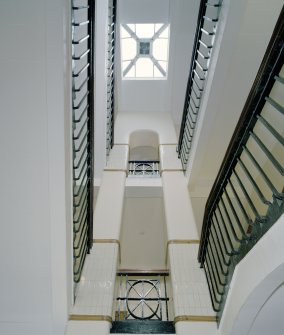 Interior. Ground floor, staircase hall, view from half landing looking up