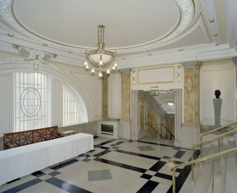 Interior. 1st floor, grand circle lobby, view from S