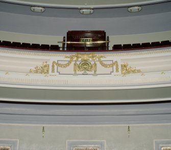 Interior. Auditorium, detail of light and decoration on Upper Circle balcony