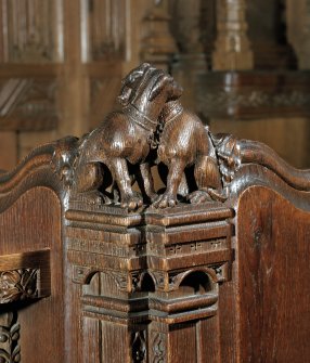 Thistle Chapel. Interior. Detail of pair of carved animal figures