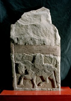 View of reverse of Pictish cross-slab fragments, (St. Vigeans No.22 and 23).