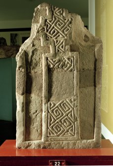 View of face of Pictish cross-slab fragments, (St. Vigeans No.22 and 23).