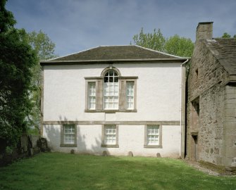 Library, view from S showing venetian window and Innerpeffray Free Library to the right