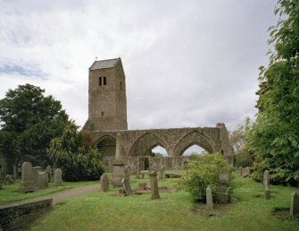 View of church ruins from W showing graveyard