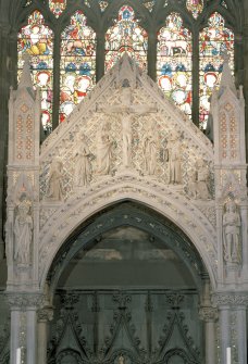 Interior. Detail of baldacchino over high altar