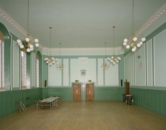 Interior. View of lesser hall from N