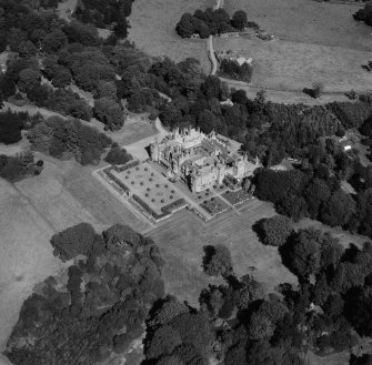 Oblique aerial view of Kinnaird Castle.