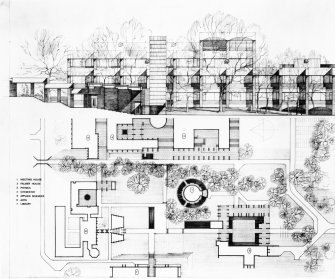 Site plan and elevation of Falmer House.