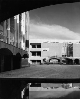 View of Falmer House courtyard and pool.