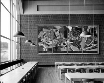 View of dining hall in Falmer House, and mural by Ivor Hutchens.