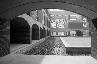 View of Falmer House courtyard and pool.