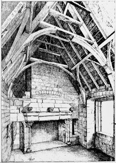 Photographic copy of cutting showing interior perspective view.