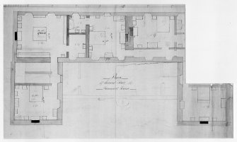 Photographic copy of sketch plan of second floor, showing arrangement of furniture.
Titled: 'Plan of Second Floor of Kinnaird House'.